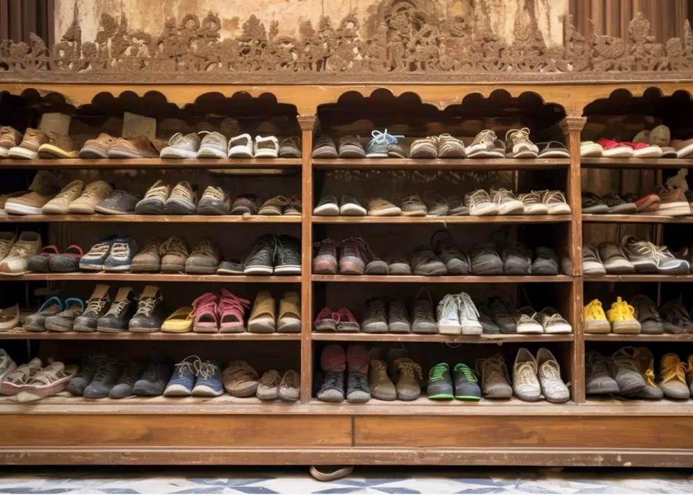 Schuhe am Eingang einer Moschee. Männerschuhe. (Bild Netzfund)